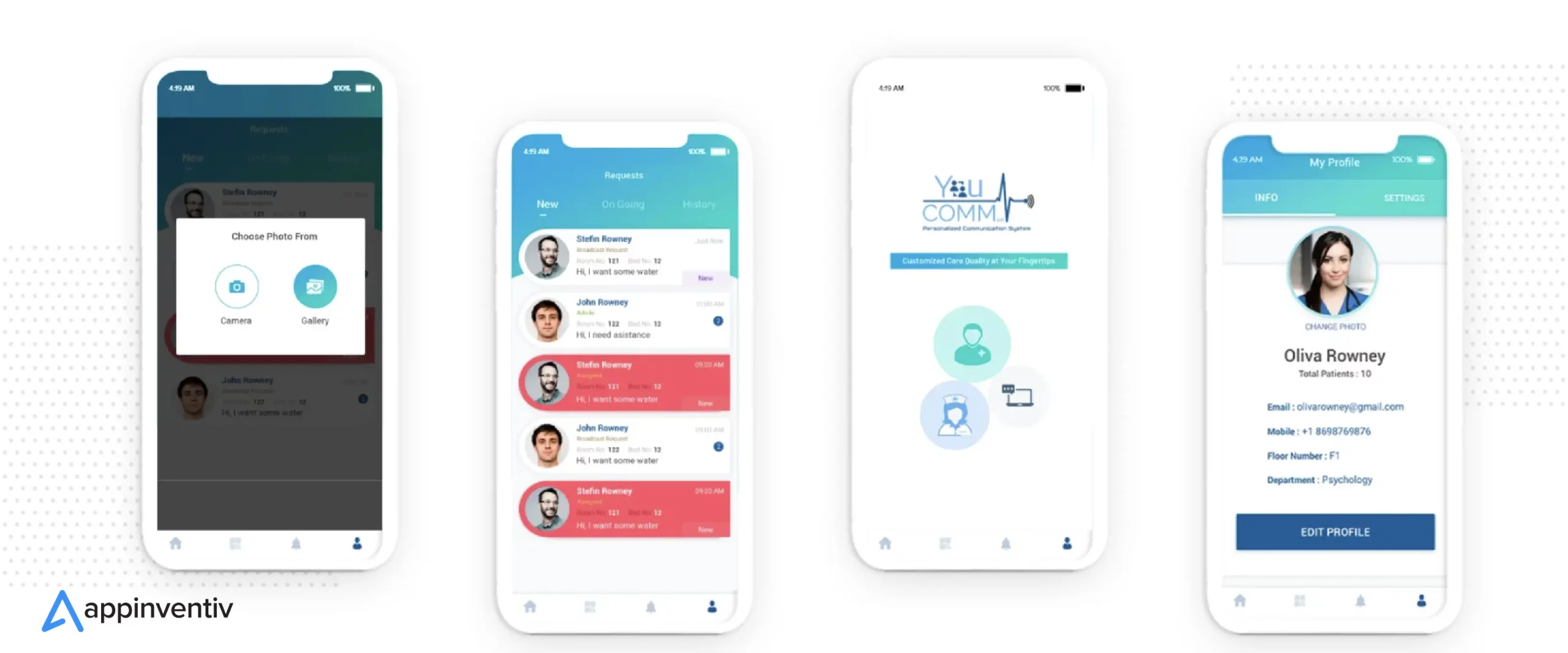 In-hospital patient communication app