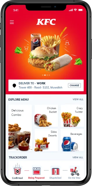 KFC App Menu