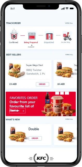 KFC Food App Order Tracking